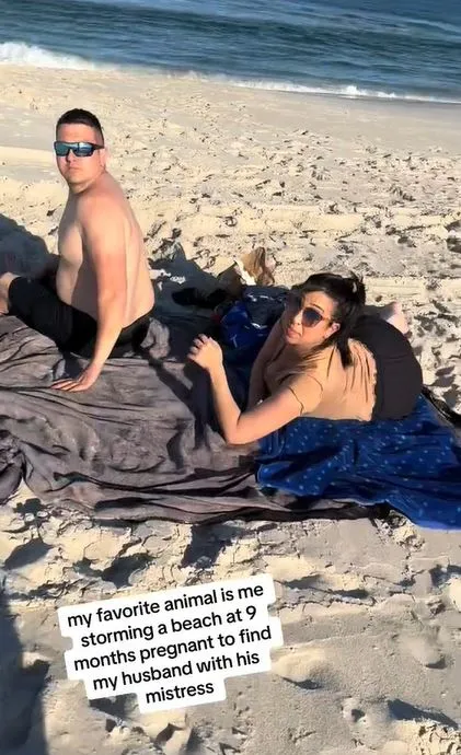 pregnant wife confronts husband cozying up with another woman on beach 337