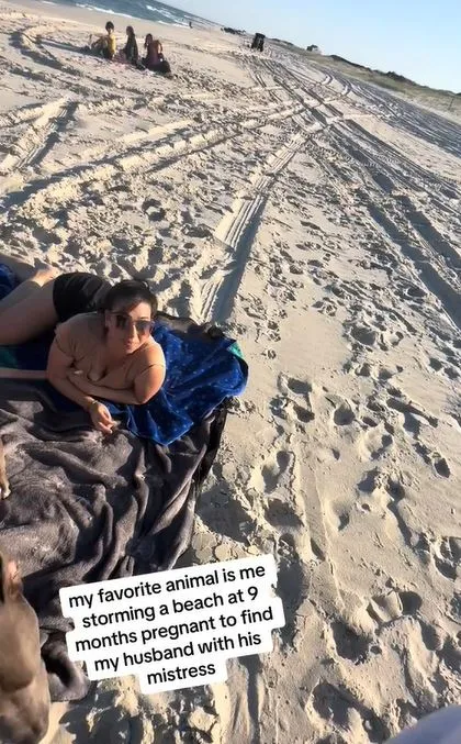 pregnant wife confronts husband cozying up with another woman on beach 338