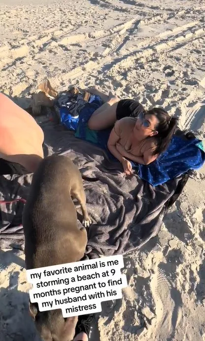pregnant wife confronts husband cozying up with another woman on beach 336
