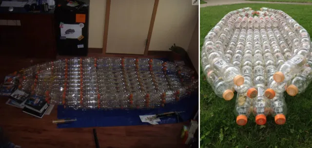 Instructions on how to make a boat from plastic bottles