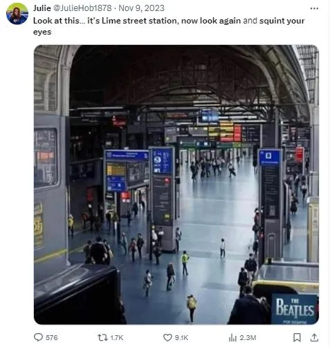 iocnic musician image hidden in train station photo creates bizarre optical 2353