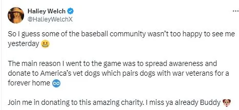 haliey welch responds to backlash after throwing first pitch at mets game 2814