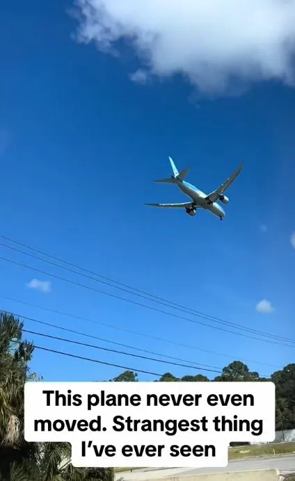 people stunned after spotting airplane appears stuck in the sky 3784