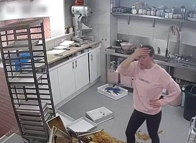 baker ruins day of work as crocs get stuck in cake trolley 6707