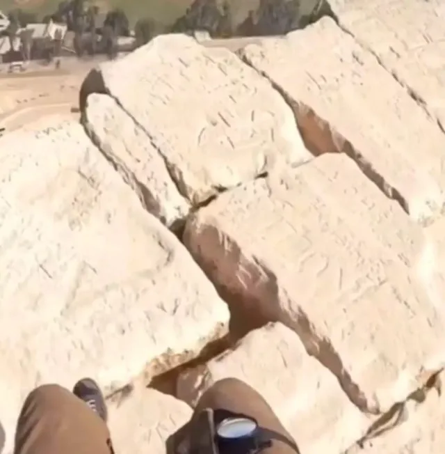 rare aerial footage reveals hidden writing at the top of the great pyramid 7443