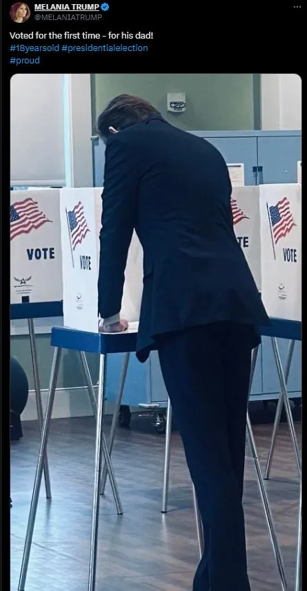 melania trump shares barron’s first-ever vote in 2024 election 9106