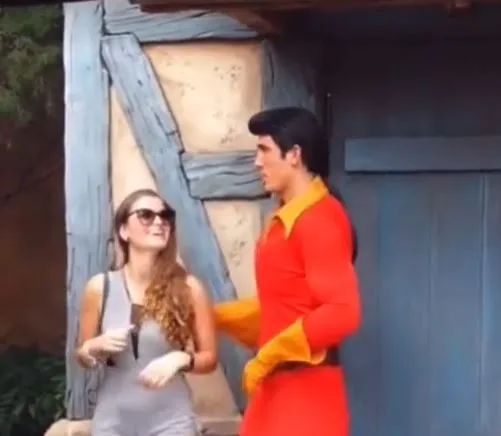 woman criticized after touching disneylands gaston actor 9086