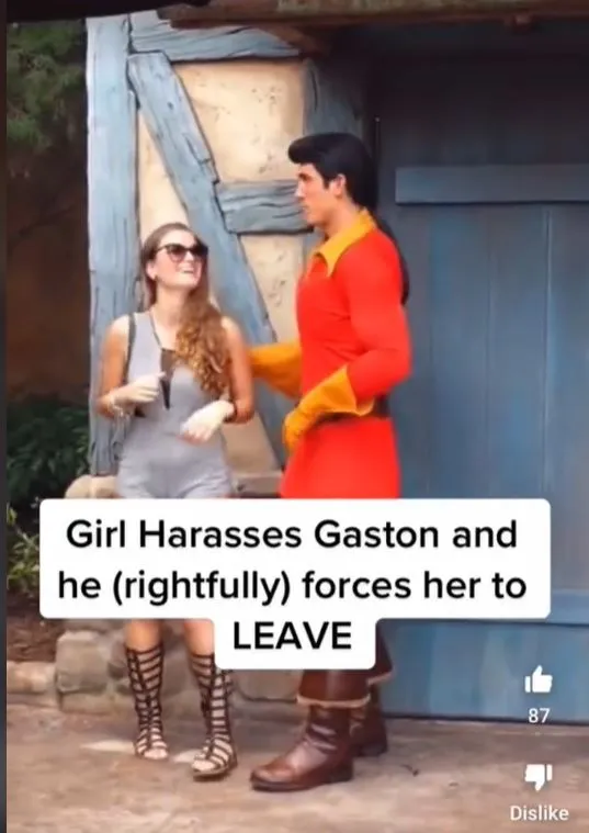 woman criticized after touching disneylands gaston actor 9088