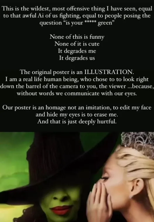 cynthia erivo breaks slience after backlash over calling wicked fan poster 10333
