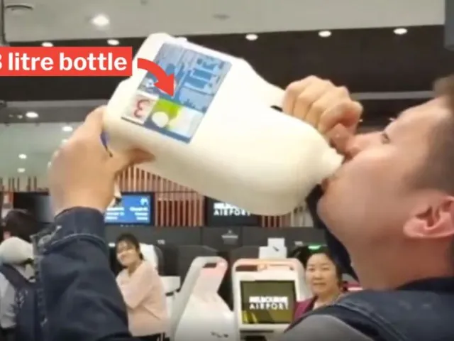 chinese tourist drinks 2.5 litres of milk at airport after being stopped by 10531