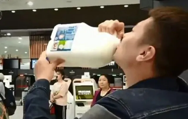 chinese tourist drinks 2.5 litres of milk at airport after being stopped by 10528