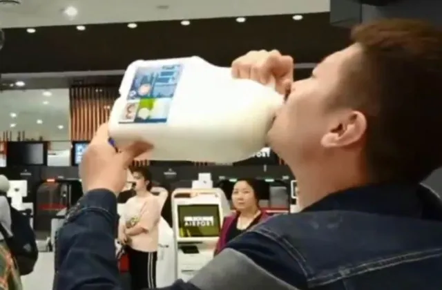 chinese tourist drinks 2.5 litres of milk at airport after being stopped by 10532