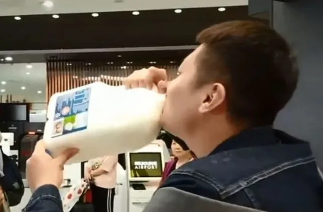 chinese tourist drinks 2.5 litres of milk at airport after being stopped by 10529