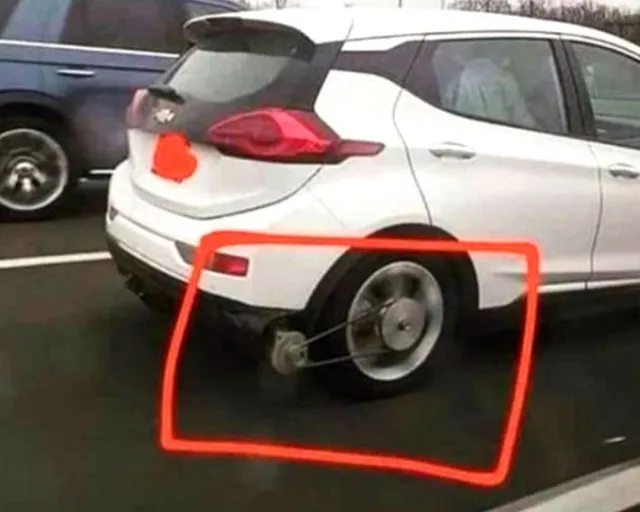 viewers seek answers for object attached to the rear wheel of a car 12634