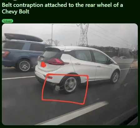 viewers seek answers for object attached to the rear wheel of a car 12635