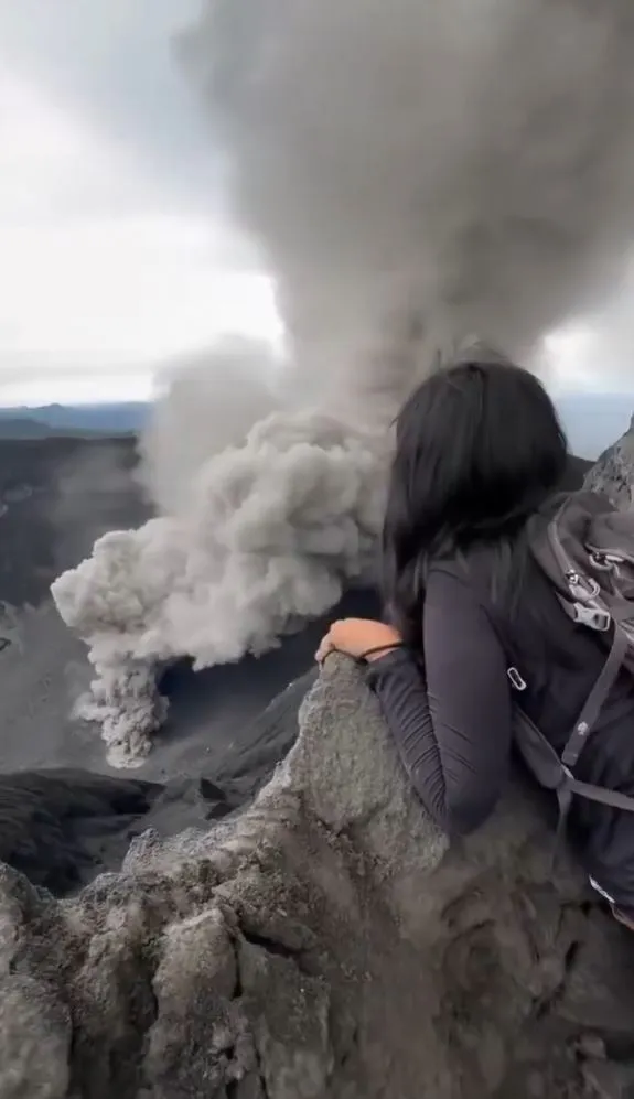 tourist sparks outrage for climbing active volcano mount dukono 13455