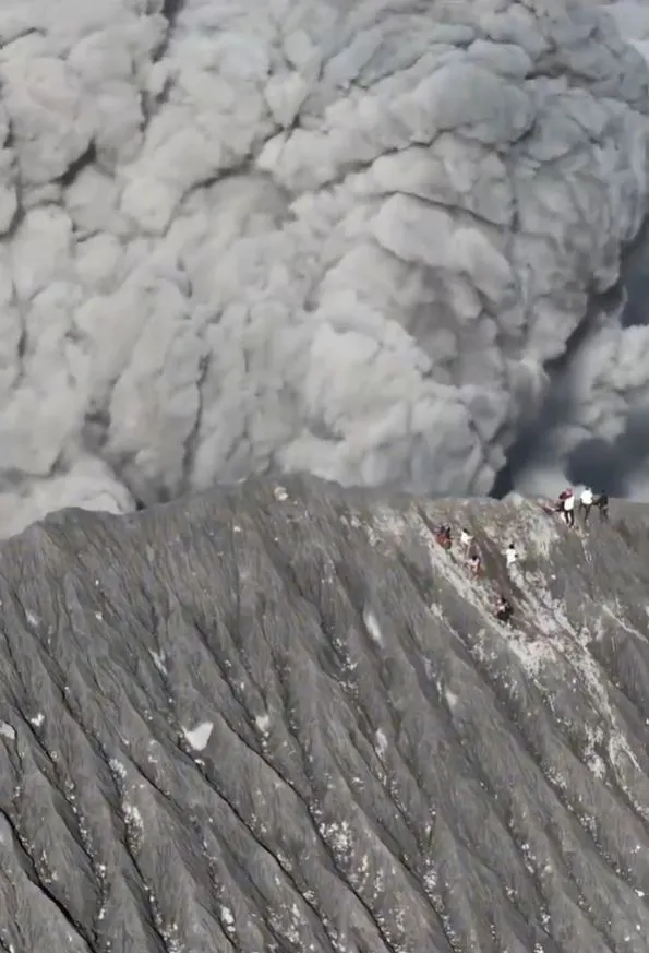tourist sparks outrage for climbing active volcano mount dukono 13457