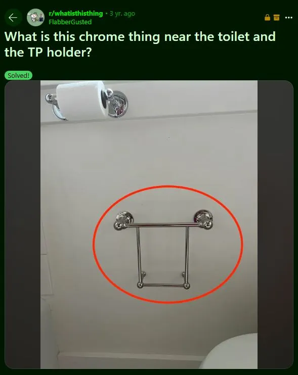 viewers baffled by mysterious chrome object found near toilet 13471