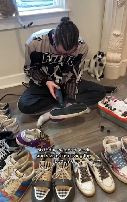 couple sparks debate after cutting out soles of $20k shoes collection to wa 13579