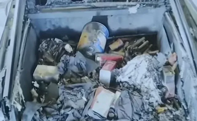 police have released images show explosives packed into cybertruck trunk 13609