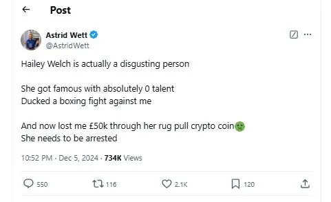 influencer calls hawk tuah girl a disgusting person who should be arrest 13766