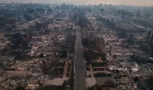 astonishing video captures miles of scorched earth in la, where multimillio 14334