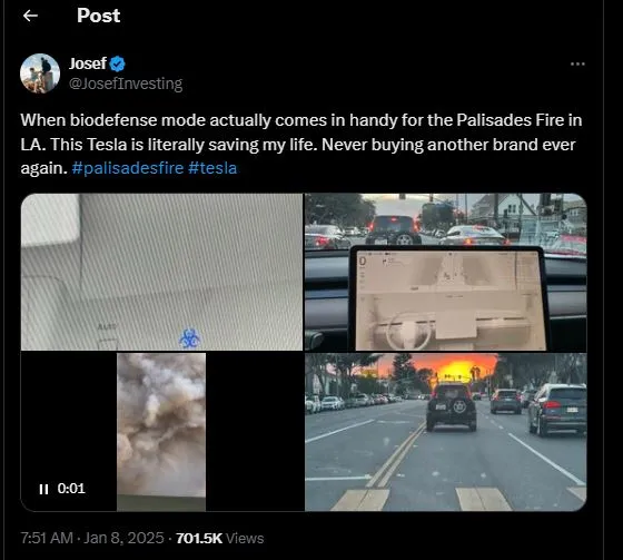 tesla owner credits car for saving his life during la wildfires 14894