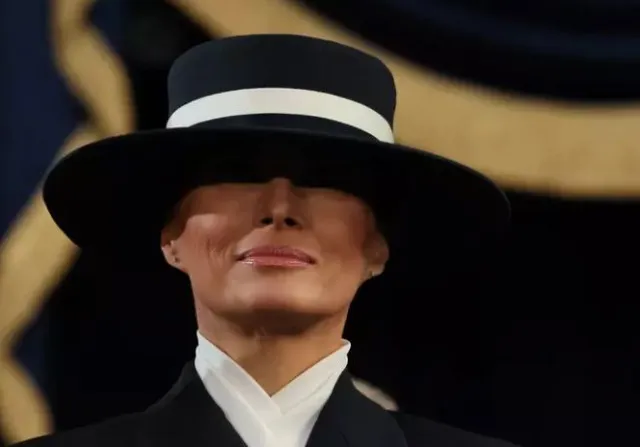 theories arise about melania trump’s iconic hat at her husband’s inaugurati 15341