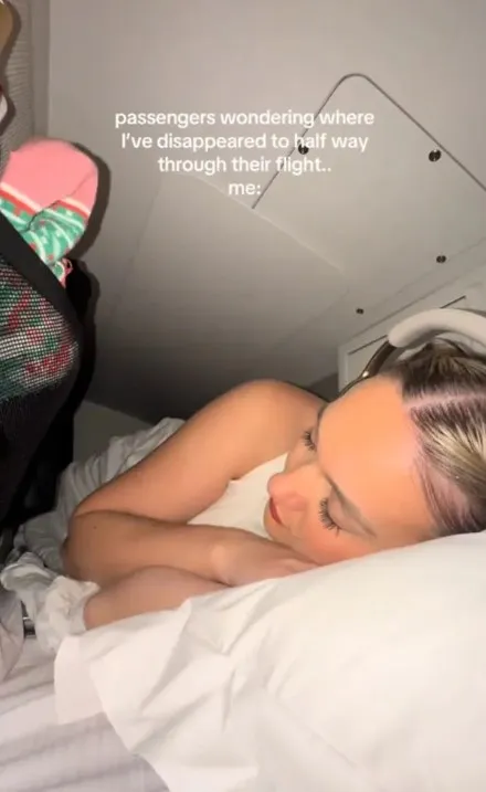 flight attendant sparks claustrophobia concerns after showing off coffin-li 15553