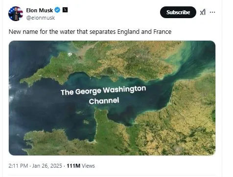 elon musk proposes new name for the english channel after trump renames the 15887
