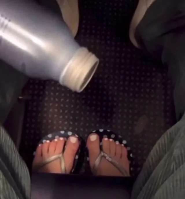 passenger gets instant karma for putting bare feet in another travelers pe 17507