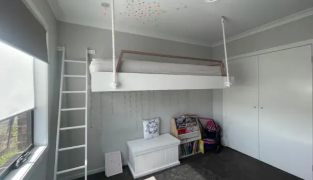 parents criticized for creating a diy floating loft bed for their daughter 17750