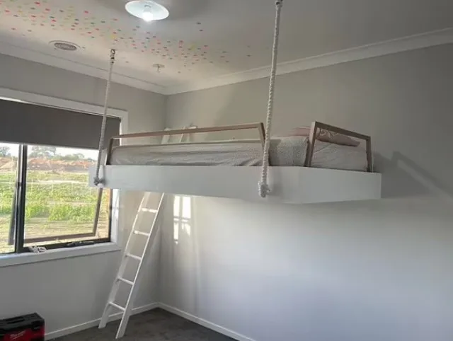 parents criticized for creating a diy floating loft bed for their daughter 17751