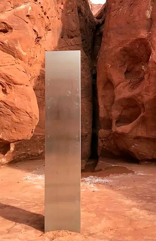 mysterious metal monolith discovered in utal desert 18336