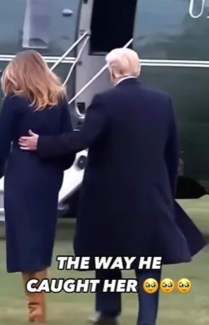 donald trump applauded for his kind gesture as melania stumbles in high hee 18637