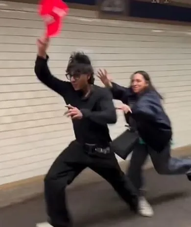 subway rider falls on camera after failed attempt to snatch maga hat 20738