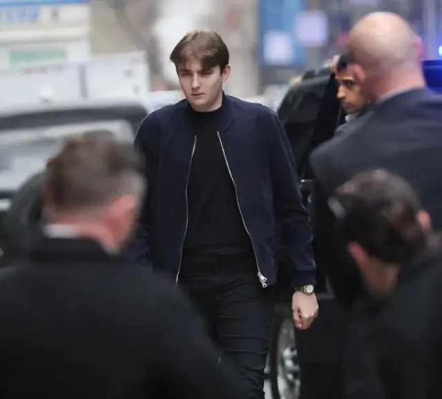 barron trump spotted sporting rolex while returning to trump tower with mel 20830