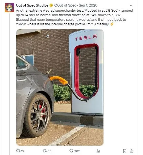 tesla owners place wet towels on supercharger handles to boost charge speed 21811