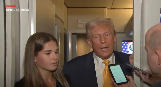 kai trump looks uncomfortable during donald trump’s air force one press con 22364