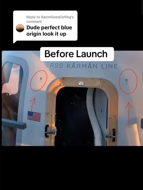 conspiracy theorists claim the door on the blue origin ship was fake and th 22687