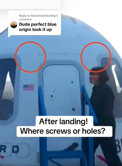 conspiracy theorists claim the door on the blue origin ship was fake and th 22688