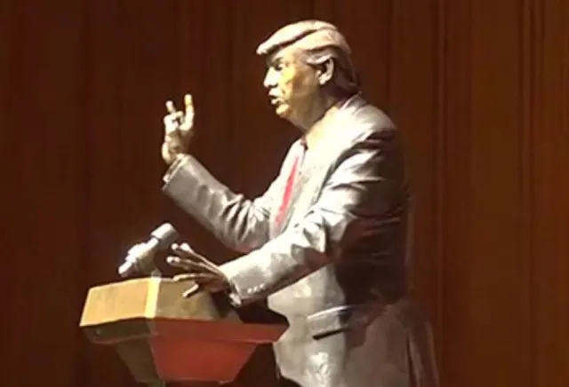 bronze statue of president donald trump revealed sparking both cheers and p 23371