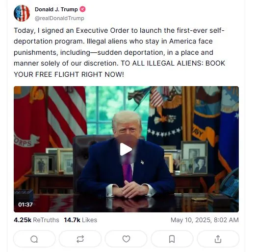 trump launches new self-deportation program offering ‘exit bonus’ and free 23839