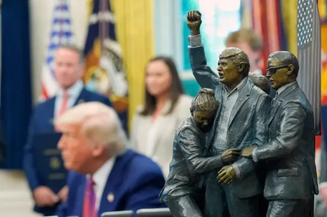 trump unveils massive 9-foot sculpture depicting aftermath of assassination 23878
