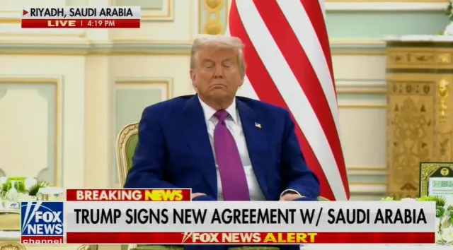 people baffled as donald trump struggles to keep eyes open during saudi ara 24163
