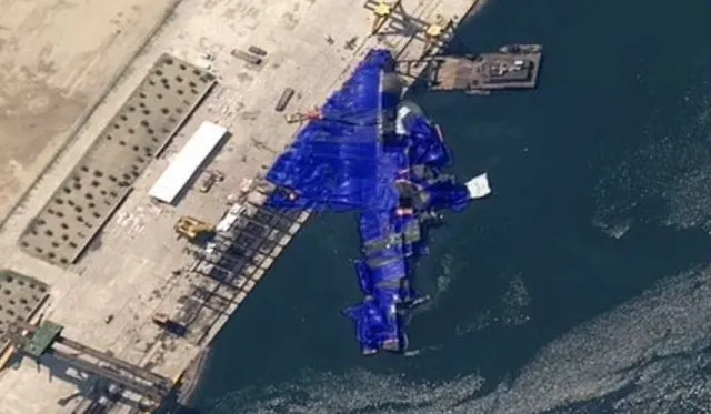 north korea covers warship with tarpaulin after humiliating launch failure 24680